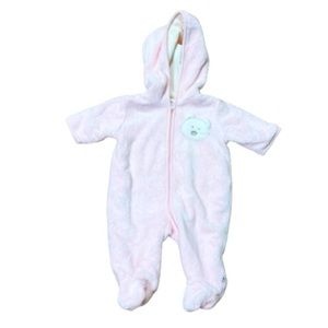 Absorba Light Pink Fleece Zip Up Hooded Snowsuit Baby Coat Baby Girls Size 3M
